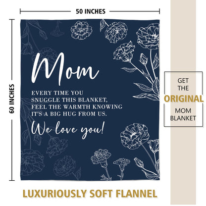 GiltGlimmer Gifts for Mom, Mom Birthday Gifts Blanket, Moms Gift for Women from Daughter Son, We Love You Present for Mother Mommy Christmas Mothers Day 60" x 50", Blue