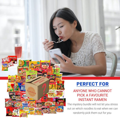 FUDOBOX Asian Instant Ramen Noodles Variety Pack | Mild to Bold Flavors with Chopsticks | Quick Meals and Student Care Package | 15 Pack Assorted