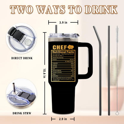 DUUV Chef Theme Insulated Tumbler 40oz, Chef Cup Gifts for Man Women, Chefs Tumbler for Cooking Lovers Home Cooks, Cooking Gifts for Chefs Leakproof, Birthday Ideal Gift for Culinary Students, 1 Pack