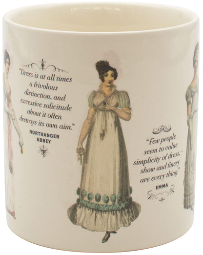 The Unemployed Philosophers Guild Jane Austen Finery Color Changing Mug - Coffee Transforms Day Attire To Show Evening Gowns, Comes in Gift Box, 12 oz