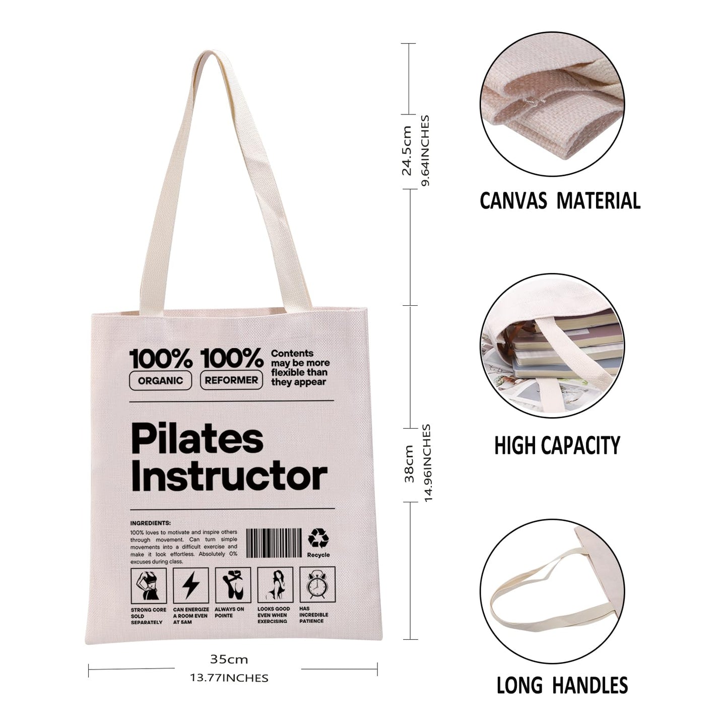 G2TUP Pilates Lover Tote Bag - Pilates Instructor Gift, Handbag, Appreciation Merch