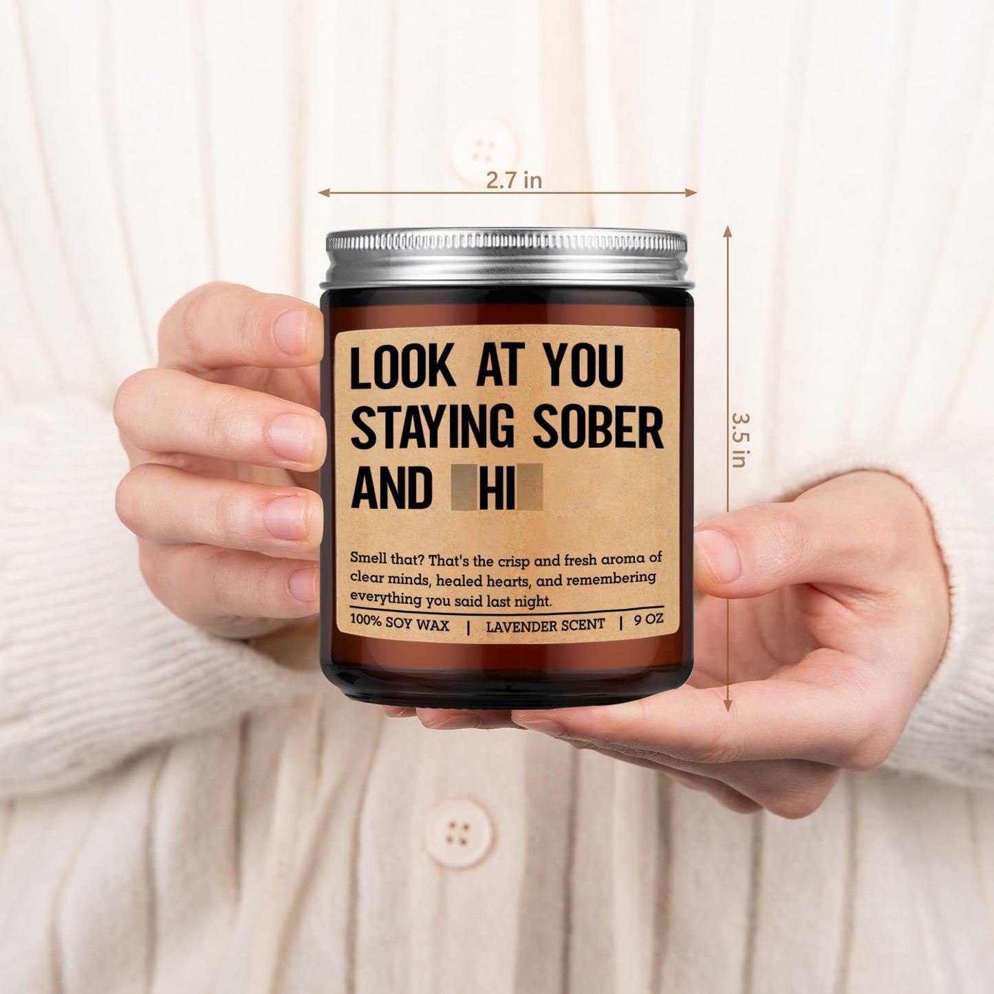 LEADO Scented Candle, Sober Gifts, Sobriety Gifts for Women, Men - Recovering, 1 Year Sober, 2 Year Sobriety Presents - Funny Proud of You, Anniversary, Recovery, Birthday Present for Her, Him
