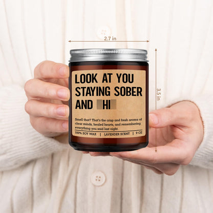 LEADO Scented Candle, Sober Gifts, Sobriety Gifts for Women, Men - Recovering, 1 Year Sober, 2 Year Sobriety Presents - Funny Proud of You, Anniversary, Recovery, Birthday Present for Her, Him