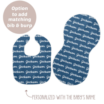 Girls Love A Monogram Ships Next Day- Blue Personalized Baby Blankets for Boys with Name - Printed in America - Personalized Custom Baby Blanket - Customized Baby Girl Blankets