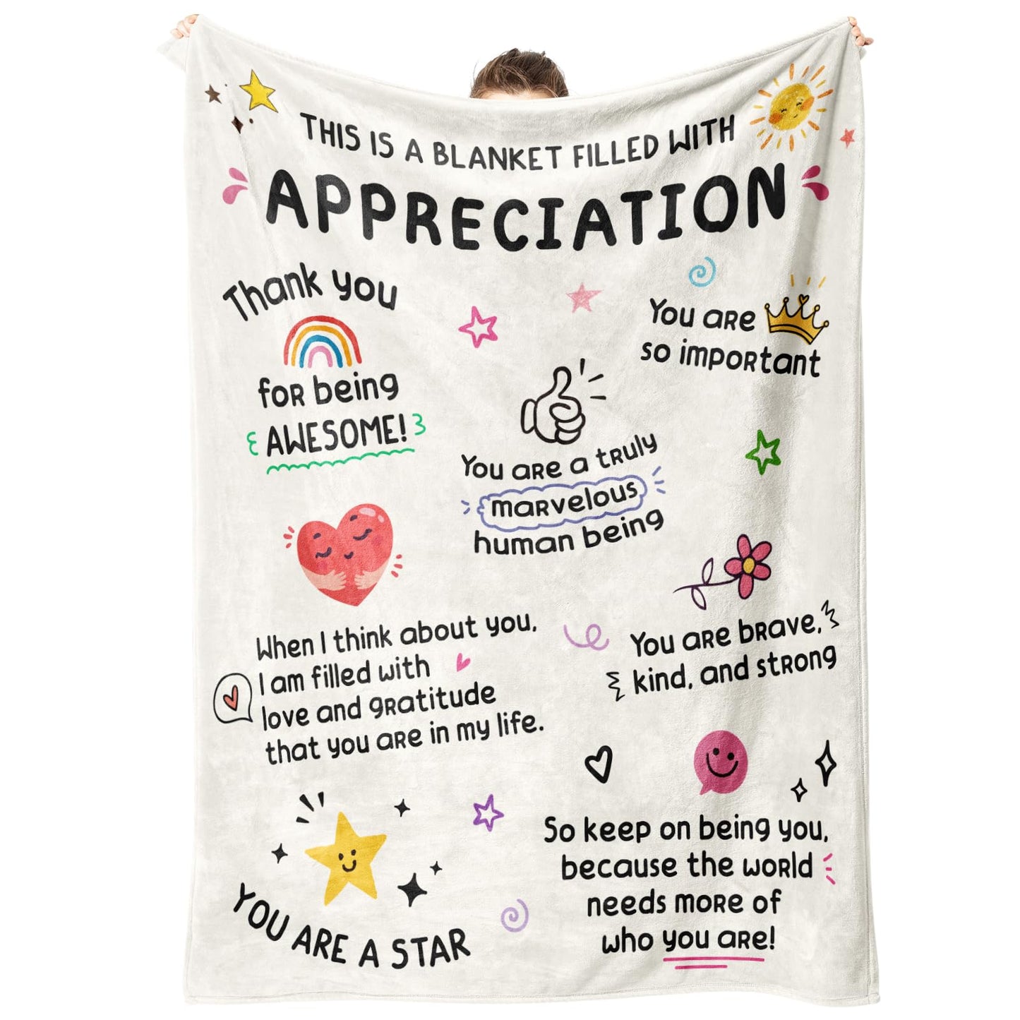 Craftique Thank You Gifts for Women, Men, Friend, Appreciation Blanket, Appreciation Gifts for Employee Coworker Teacher Counselor Paraprofessional Volunteer, Inspirational Quote Gift
