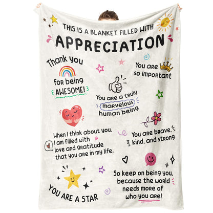 Craftique Thank You Gifts for Women, Men, Friend, Appreciation Blanket, Appreciation Gifts for Employee Coworker Teacher Counselor Paraprofessional Volunteer, Inspirational Quote Gift