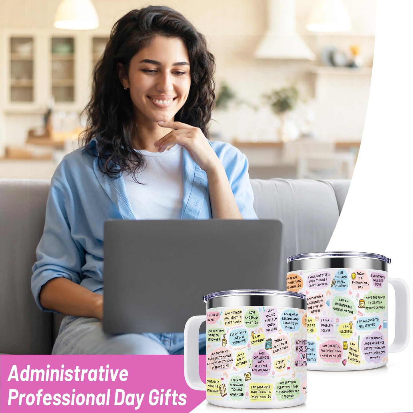 Lifecapido Administrative Professional Day Gifts, Administrative Assistant 14oz Insulated Coffee Mug, Administrative Assistant Gifts, Birthday Appreciation Gift for Administrative Assistant, White