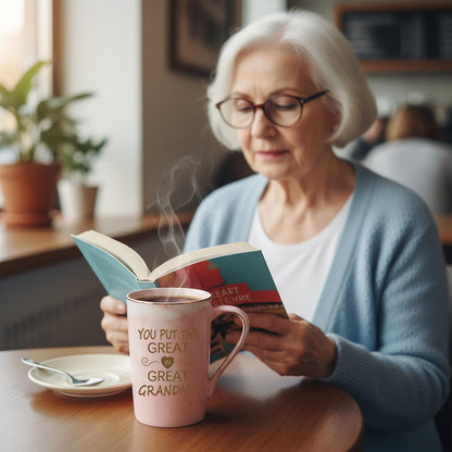 Christmas Gifts for Grandma, Great Grandma Mug, Birthday Mother’s Day Gifts for Grandmother from Granddaughter Grandson Grandchild, 14 OZ Pink with Gift Box
