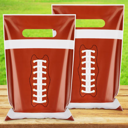 Hxezoc 50 Pieces Football Gift Bags with Handle, Plastic Treat Candy Bag Sport Favor Bags For Kids Birthday Party Decoration Supplies
