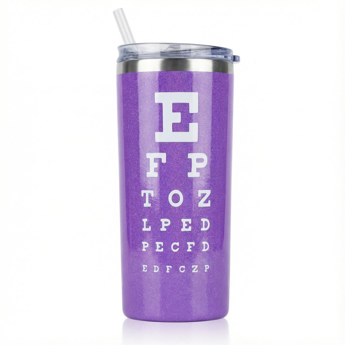 Optometry Technician Gifts for Women Snellen Chart Water Bottle or Coffee Tumbler Cup with Lid 0195