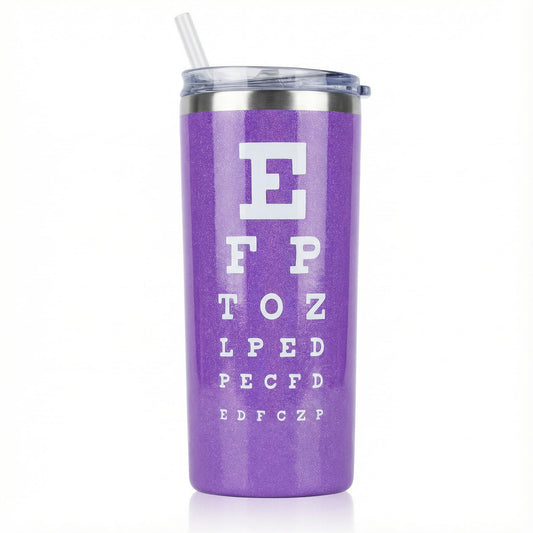 Optometry Technician Gifts for Women Snellen Chart Water Bottle or Coffee Tumbler Cup with Lid 0195