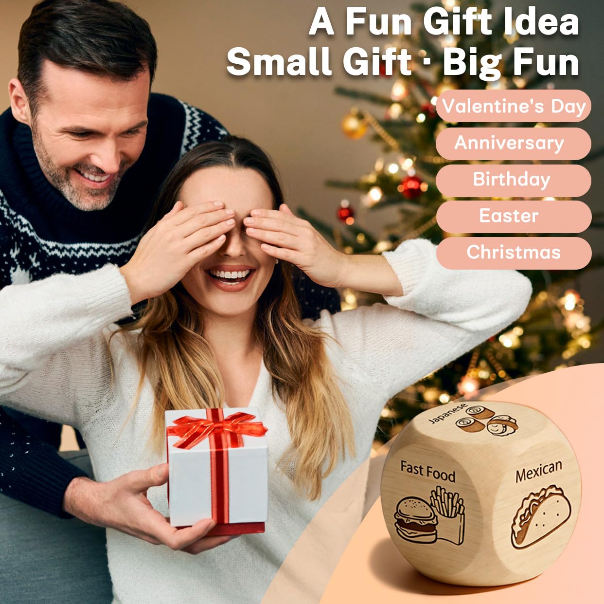 Fathers Day Dad Gift for Dad Husband from Daughter Son Wife, Anniversary Birthday Valentines Day Couples Gifts for Men Women Him Her, Date Night Food Dice Games, Stocking Stuffers for Men Women Adults