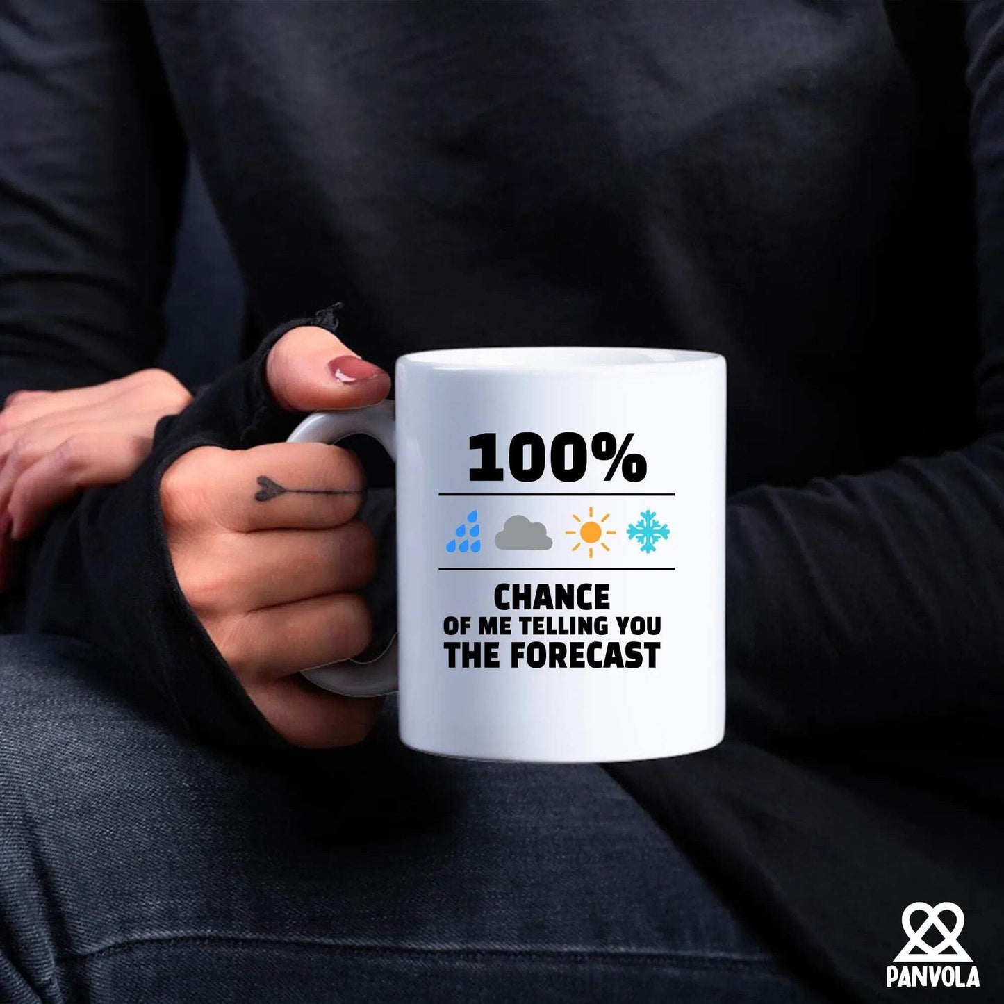 100 Percent Chance Of Me Telling You The Forecast Meteorologist Gifts Weatherman Weatherwoman Meteorology Weather Novelty Drinkware Ceramic Mug 11 oz White