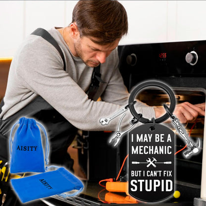 Aisity Mechanic Gifts Cool Keychain for Men Mechanics Adults Handyman Construction Worker Carpenter Machinist Dad Grandpa Father's Day Gifts Cool Mechanic Gift for Construction Workers