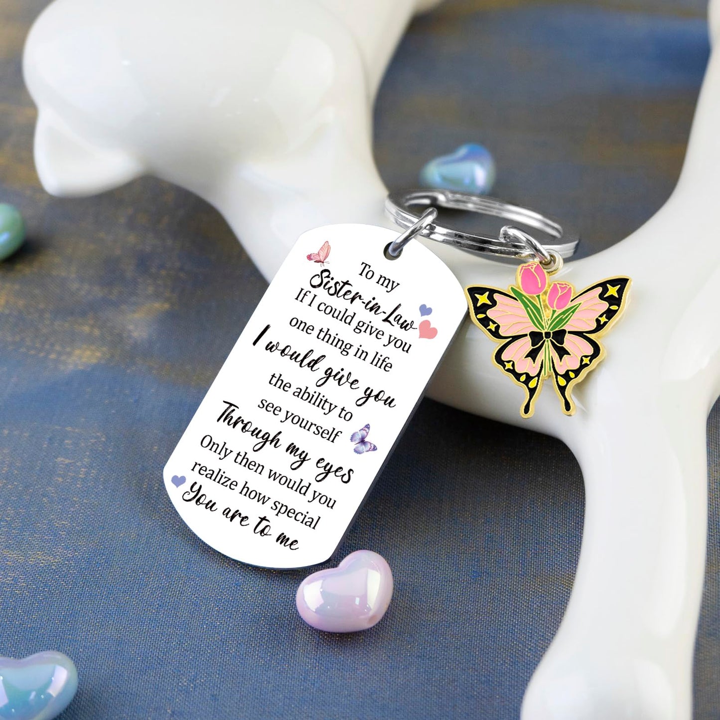 Sister In Law Gifts for Women Birthday Gifts for Sister In Law Mothers Day Women Unique Wedding Gift Sentimental Butterfly Keychain
