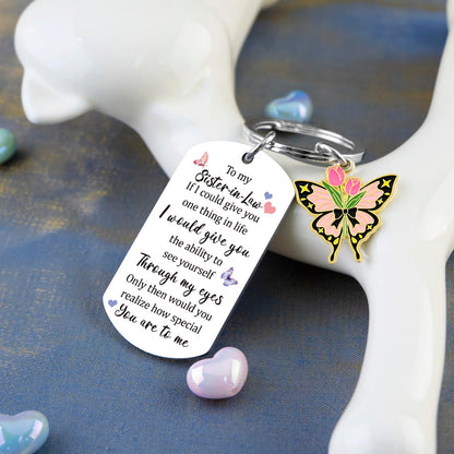 Sister In Law Gifts for Women Birthday Gifts for Sister In Law Mothers Day Women Unique Wedding Gift Sentimental Butterfly Keychain
