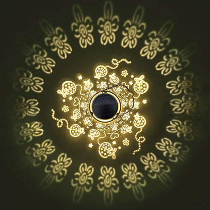 Decorative Solar Lantern Outdoor, Hanging Garden Light with Ladybug Pattern Projection, Waterproof Metal Lantern for Patio Yard Porch, Unique Gift for Women Men Mom Grandma