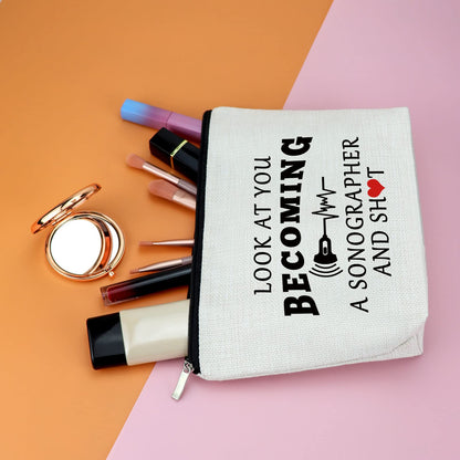 Appreciation Gifts for Sonographer Nurse Practitioner Doctor Makeup Bag Sonographer Gift Ultrasound Tech Gift for Radiologist Radiology Tech Student Graduation Gift for Women Sonography Tech
