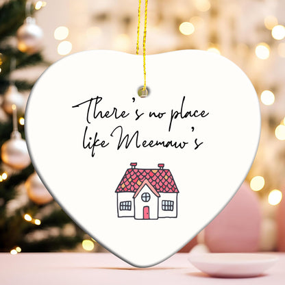 Meemaw Gifts Ornament, Grandma Christmas Hanging Heart Ornaments for Xmas Tree Party Decorations, Grandma Gifts from Grandkids, There's No Place Like Meemaw's House Decorative Ornaments Keepsake