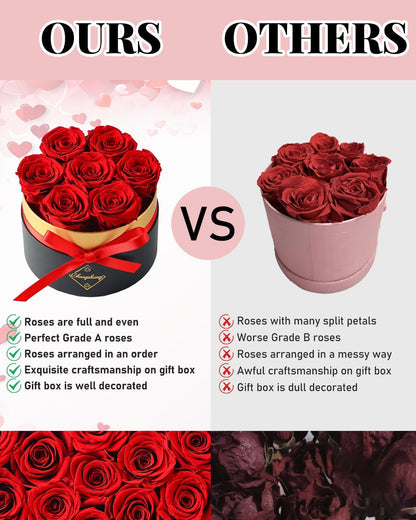 Changshunqi Forever Flowers Preserved Roses in a Box - 7 Preserved Flowers in a Box Last 2-3 Years, Rose Forever Birthday Flower Gifts for Women Her Wife Anniversary Mothers Rose Gift for Her