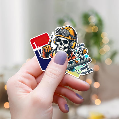 50 Pcs Lineman Vinyl Sticker Waterproof Hard Hat Decals Electrician Stickers Tablet Water Bottle Luggage Laptop Helmet Phone Window Toolbox Gifts for Adults Men Line Worker Coworkers