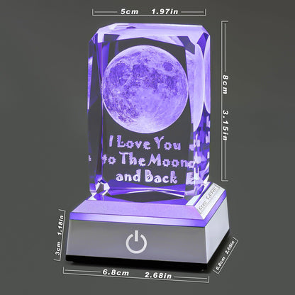 3D Moon Crystal Night Light, Perfect Mothers Day Gifts for Wife Her Mom from Daughter Husband Son，Mother's Day Ideas Unique Anniversary Birthday Decolamp Presents