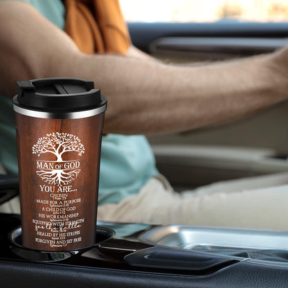 Ziliny 2 Pcs Christian Gifts for Men 17 oz Coffee Tumbler Inspirational Man of God Mugs Stainless Steel Tumbler with Lid Father's Day Religious Spiritual Gift Set