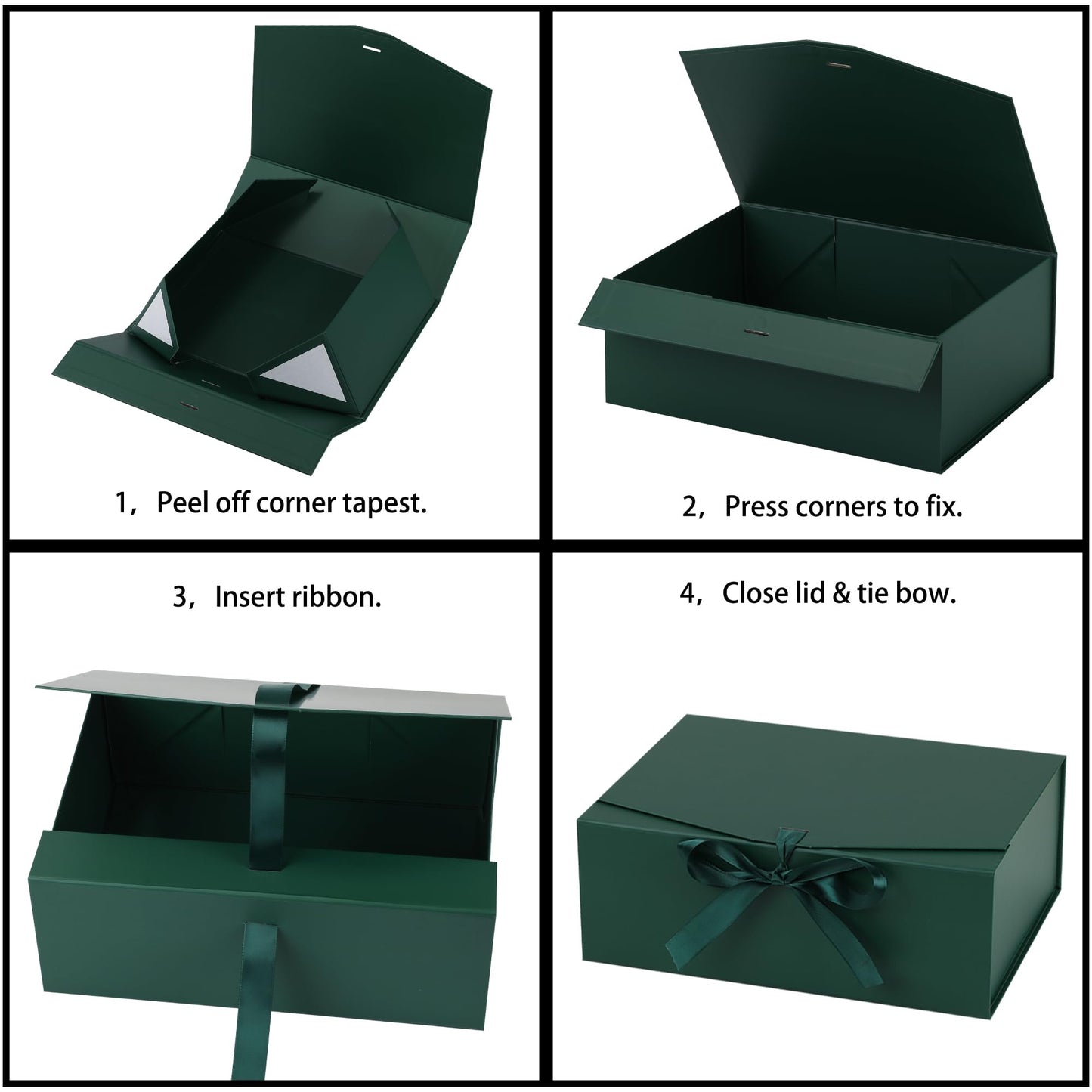STOBOCTER Gift Box,8x8x4 Gift Boxes with Lids for Presents,Green Magnetic Gift Box for Wrapping,Birthday, Wedding, Bridesmaid Proposal, Christmas,Includes Ribbon,Card