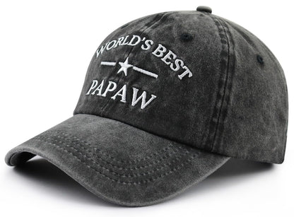 World's Best Dad Papa Pappy Grandpa Pops Papaw Hat for Men, Funny Adjustable Cotton Embroidered Father Baseball Cap