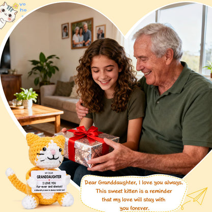 Funny Cat Mothers Day Granddaughter Gifts from Grandma Grandpa, Birthday Graduation Gifts for Granddaughter from Grandparents, Mini Cute Cool Stuff Things I Love You Present, Small Sweet Emotional Cat