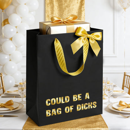 WRAPAHOLIC 13" Large Funny Birthday Gift Bag with Tissue Paper - Could Be a Bag of Dicks Crazy Design Paper Bags for Friend or Valentine's Day