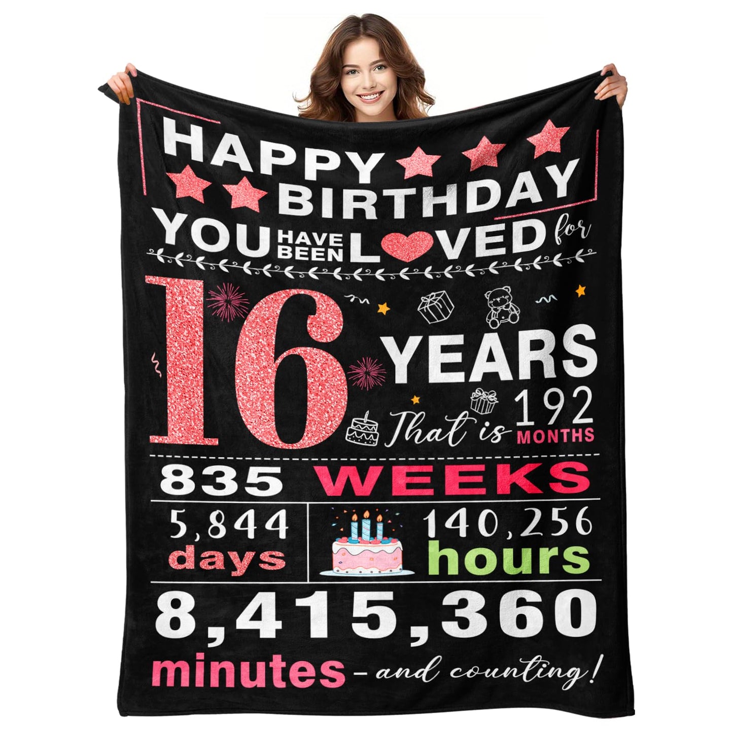 Sweet 16 Gifts for Girls - 16th Birthday Gifts for Girls - 16 Year Old Girl Gift - 16th Birthday Decorations for Girl - Sixteen Bday Gift for Daughter Granddaughter Niece Sister Ideas Blanket 50"x60"