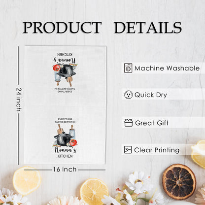 Nonna Gifts Kitchen Towels, Gifts for Nonni Grandma from Grandkids, Everything Tastes Better in Nonna's Kitchen Decorative Hand Tea Towels for Kitchen, 16x24 Inches