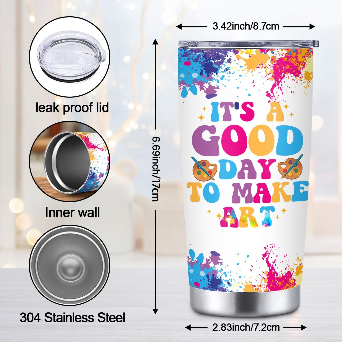 Art Teacher Gifts Tumbler, Art Teacher Appreciation Gifts for Artist Women