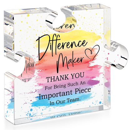 Difference Maker Gift Appreciation Gifts for Leader Boss Employee Coworker Teacher Staff Mentor Coach Manager Appreciation Thank You Gifts Coworker Gifts Office Gifts Retirement Gifts Acrylic Puzzle