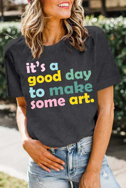 Art Teacher Shirts for Women Artist Lover Teacher T-Shirt It's A Good Day to Make Art Teach Tee Tops