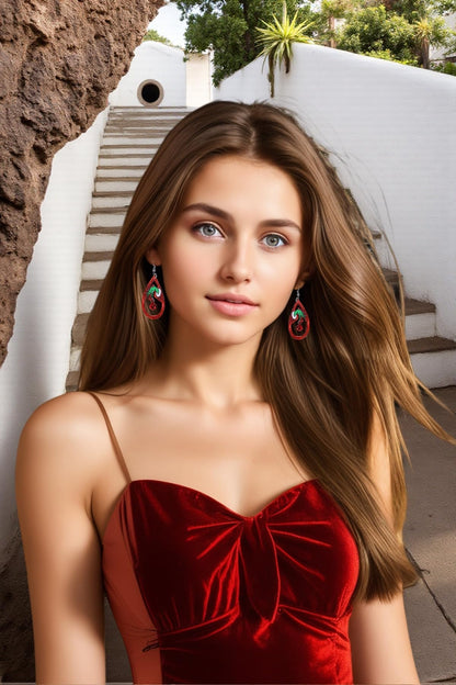 Christmas Red White Green Earrings Gift Holiday Earrings for Women
