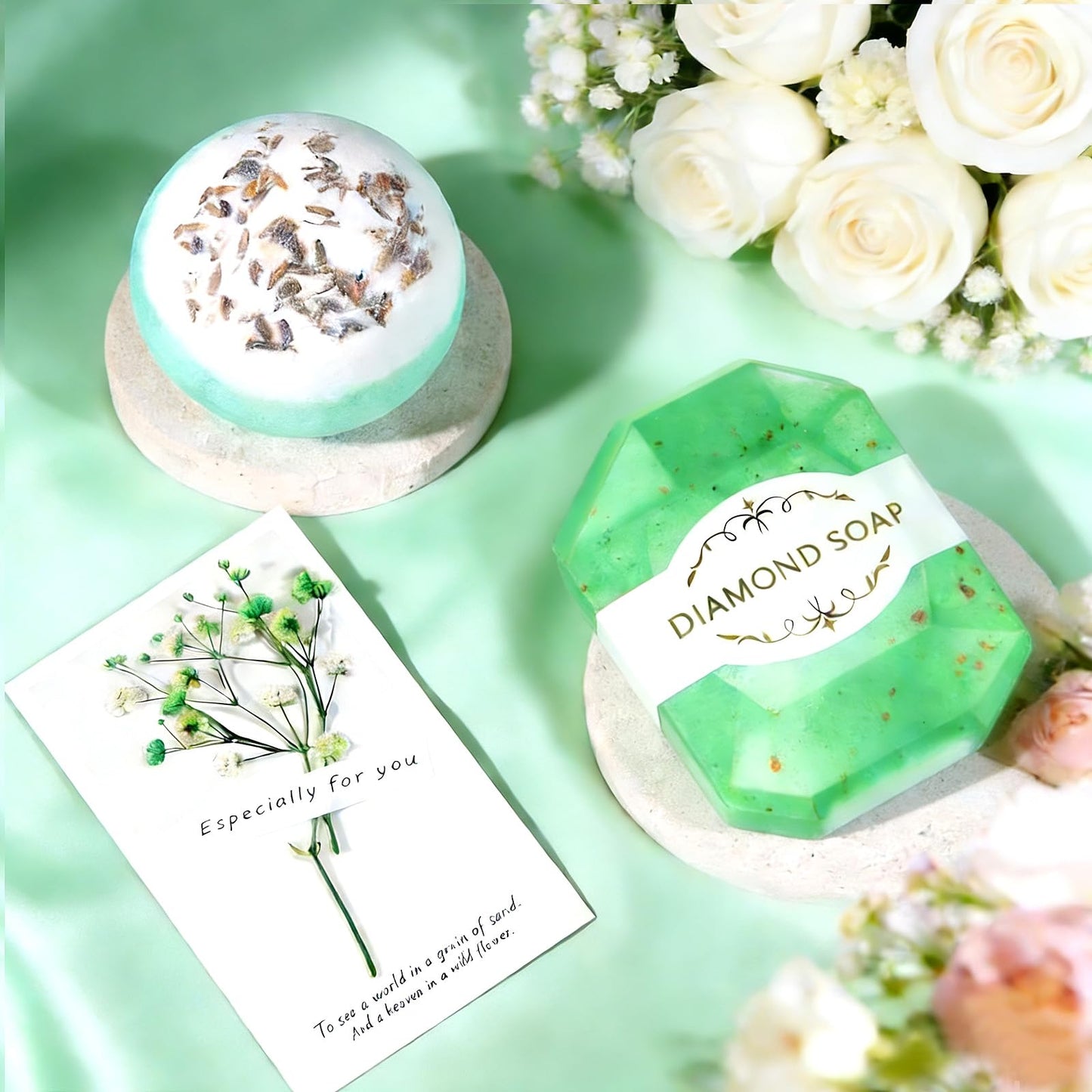 Birthday Gifts for Women, Thank You Gifts, Get Well Soon Relaxing Spa Gift Basket with Flannel Blanket for Mom, Grandma, Sister, Wife, Girlfriend, Teacher Appreciation Graduation Gift (green)