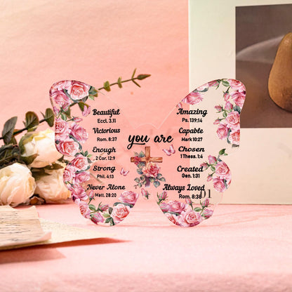Butterfly Gifts for Women Christian Gifts for Women Faith Birthday Inspirational Spiritual Catholic Gift Best Friend Acrylic Decorations Religious Encouragement Gift For Mom Sister Thanksgiving
