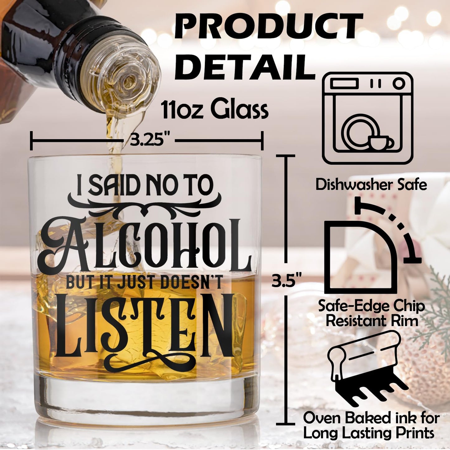 Funny Alcohol Gifts Whiskey Glasses, Alcohol Lovers Gifts, Funny Old Fashioned Rocks Glasses for Women Men Drinking Scotch Bourbon Vodka Liquor, 10 oz