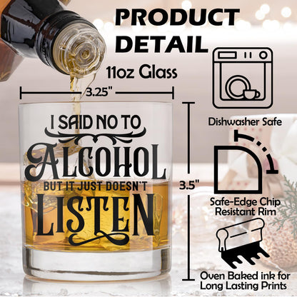 Funny Alcohol Gifts Whiskey Glasses, Alcohol Lovers Gifts, Funny Old Fashioned Rocks Glasses for Women Men Drinking Scotch Bourbon Vodka Liquor, 10 oz