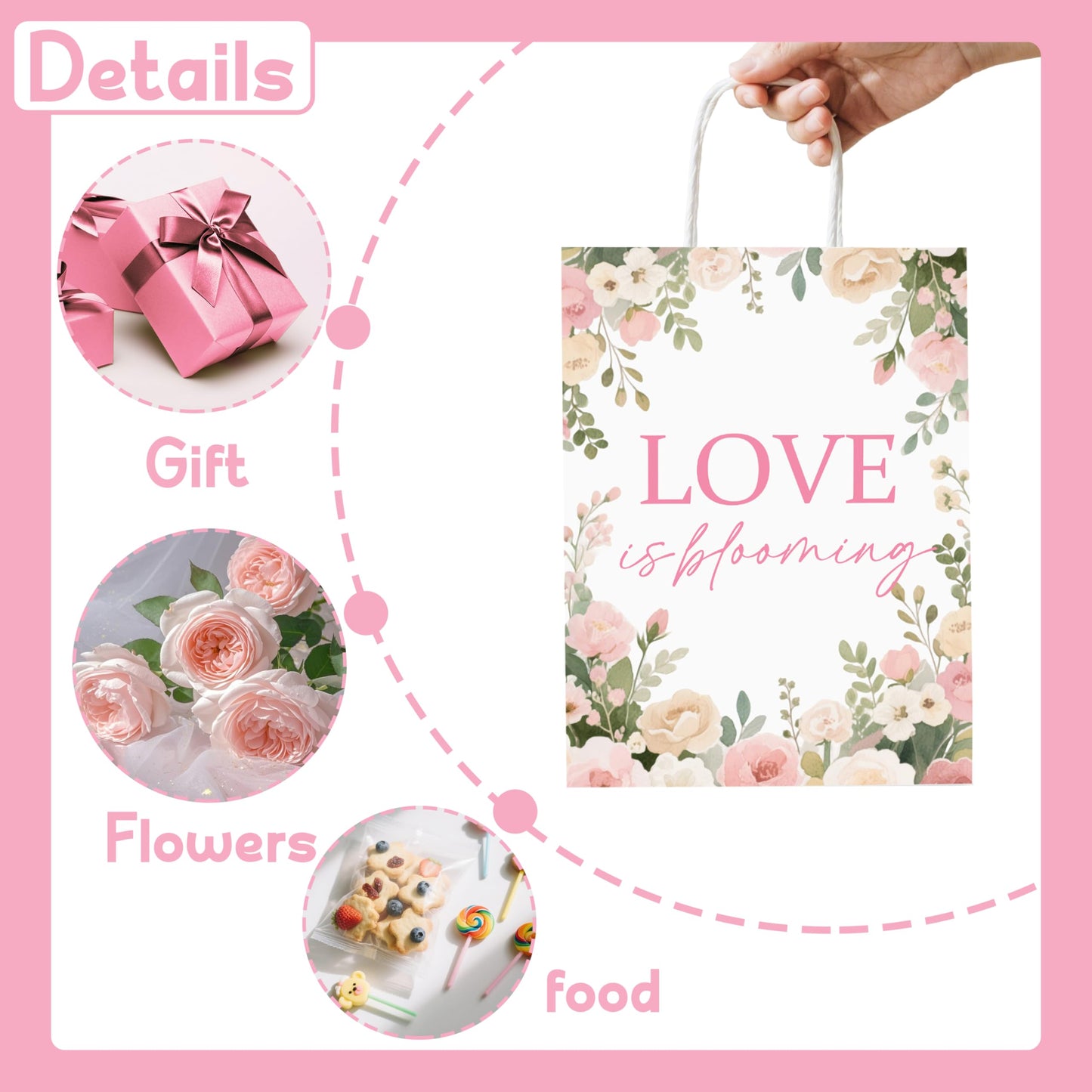 Hzbcxs 20Pcs Love is Blooming Goodie Bags, Bridal Shower Gift Bags, Engagement Wedding Party Decorations, Fresh Off the Market Bridal Shower Decorations
