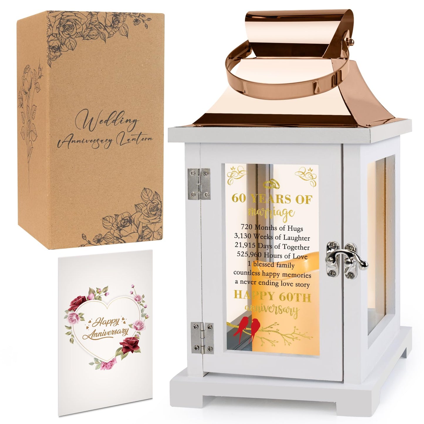 60th Wedding Anniversary Lantern - Anniversary Decoration for Couple, Parents, Grandparents