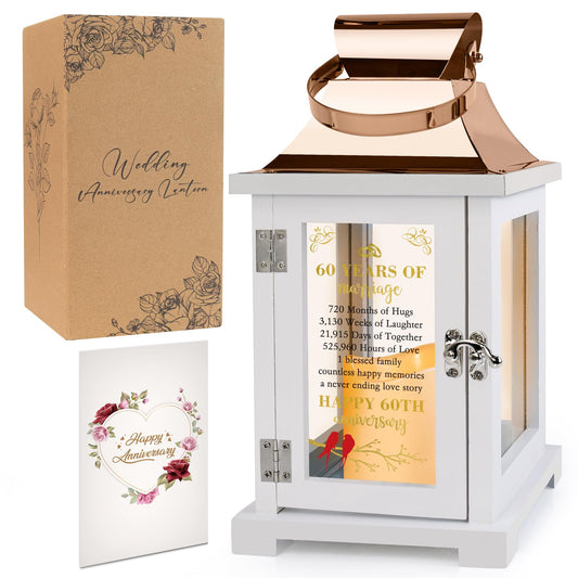 60th Wedding Anniversary Lantern - Anniversary Decoration for Couple, Parents, Grandparents