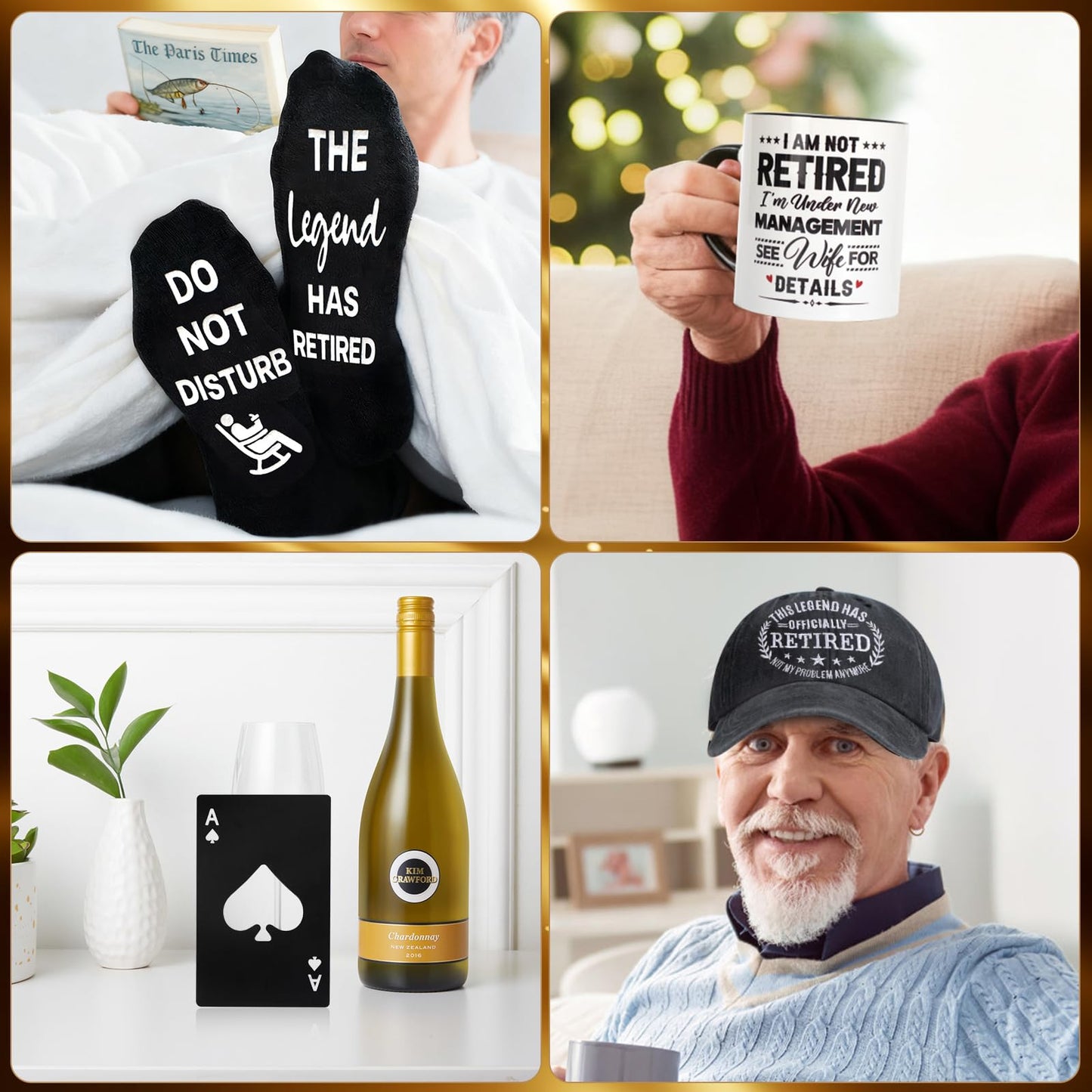 8 Pcs Retirement Gifts for Men 2026, The Legend has Retired Gift Ideas for Man Includes 11Oz Mug Cup Baseball Cap Socks Plaque Dice Keychain, Happy Retirement Gifts for Dad, Coworker, Boss, Teachers