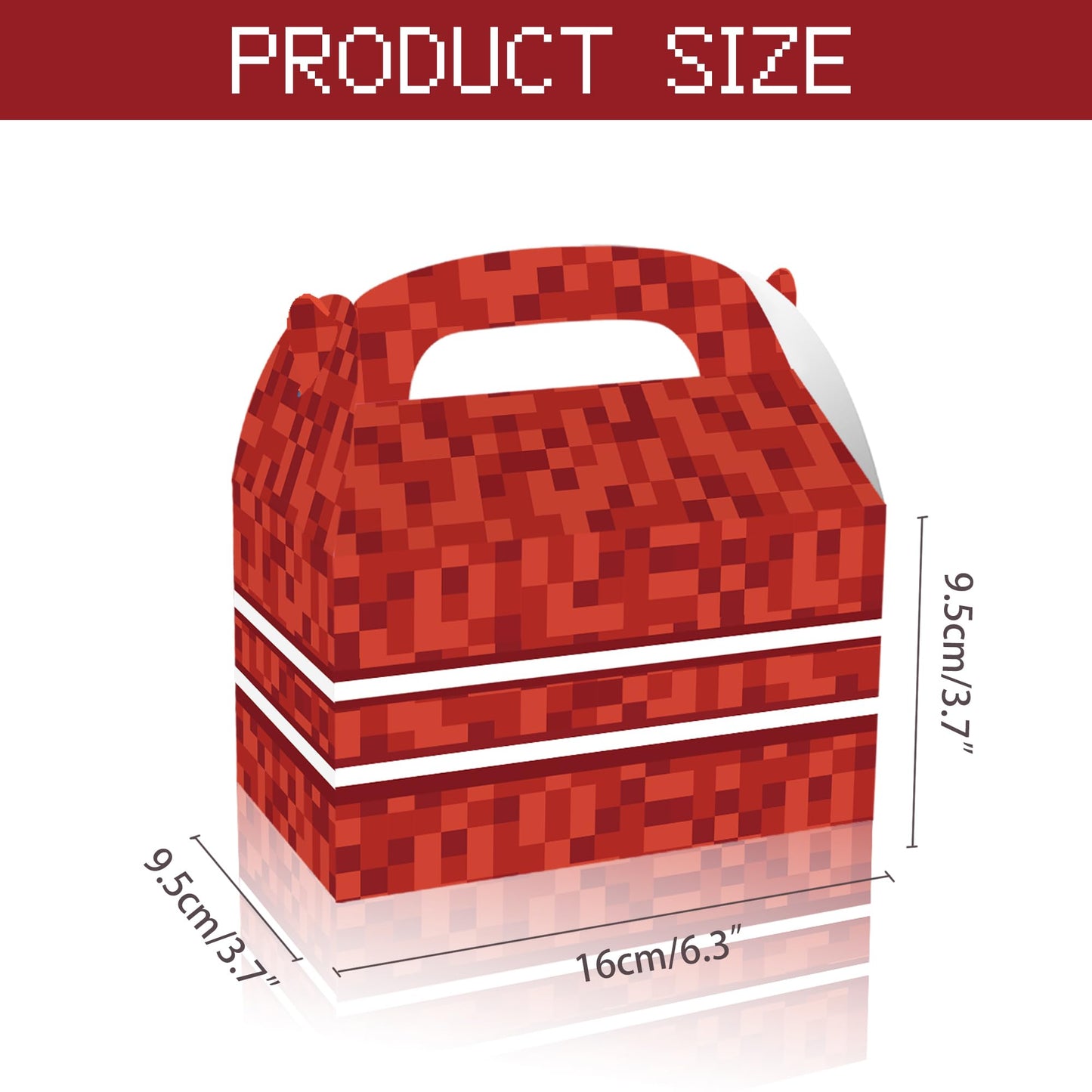 16 Pcs Pixel Theme Gift Box Bags, Pixel Miner Party Favors Decorations Gift Boxes Sandbox Family Goodie Paper Treat Boxes Pixel Party Supplies for Birthday