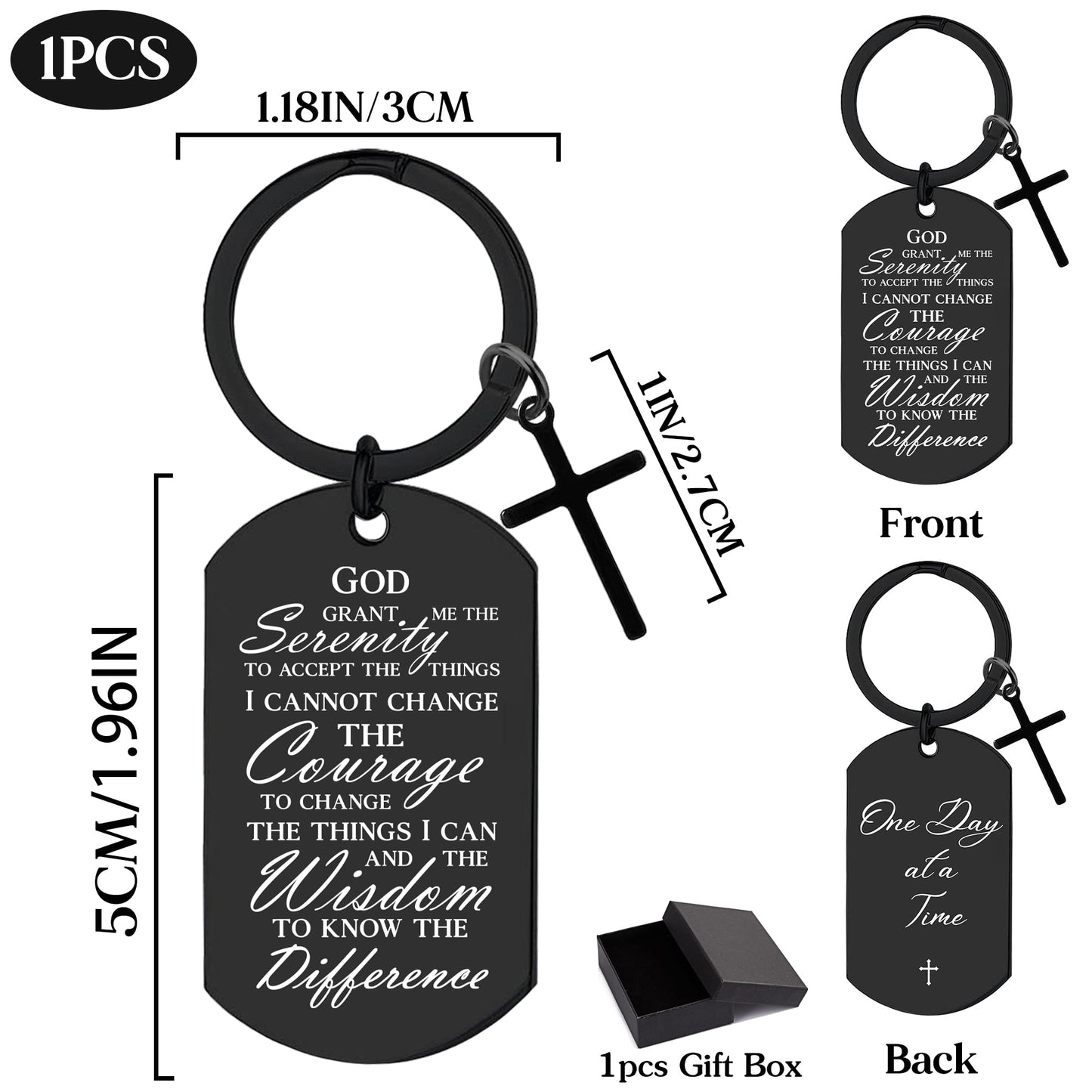 Serenity Prayer Gifts for Women Men - 1 Year Sober Bible Verse Keychain, Inspirational Sobriety Christian AA Recovery Gift