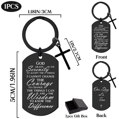 Serenity Prayer Gifts for Women Men - 1 Year Sober Bible Verse Keychain, Inspirational Sobriety Christian AA Recovery Gift