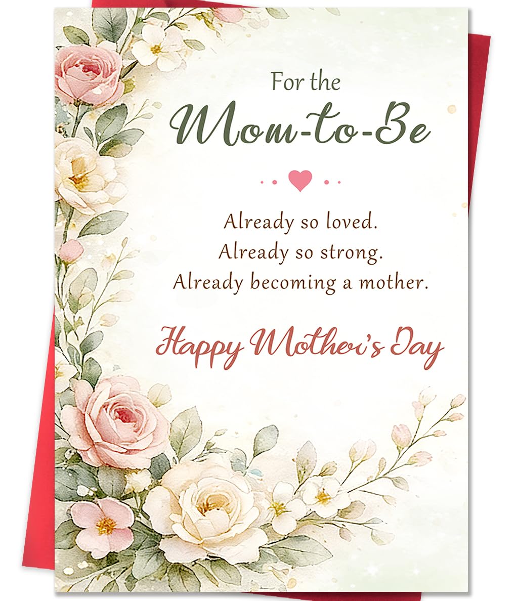 Beixian Mother's Day Card for Mom to Be, Mother's Day Gift for Mom to Be, Floral Greeting Card for Expecting Mom