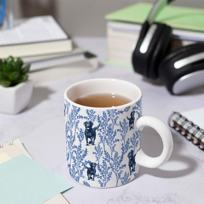 Black Lab Blue French Toile Coffee Mug, Labrador Lover Gifts for Women, Blue Toile Coffee Cup for Black Lab Mom, Pet Dog Lovers Tea Coffee Mug Birthday Gifts for Dog Owners, 11 oz